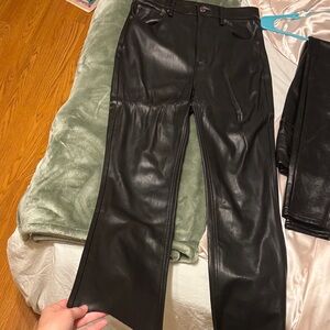 Zara Black Faux Leather Trousers